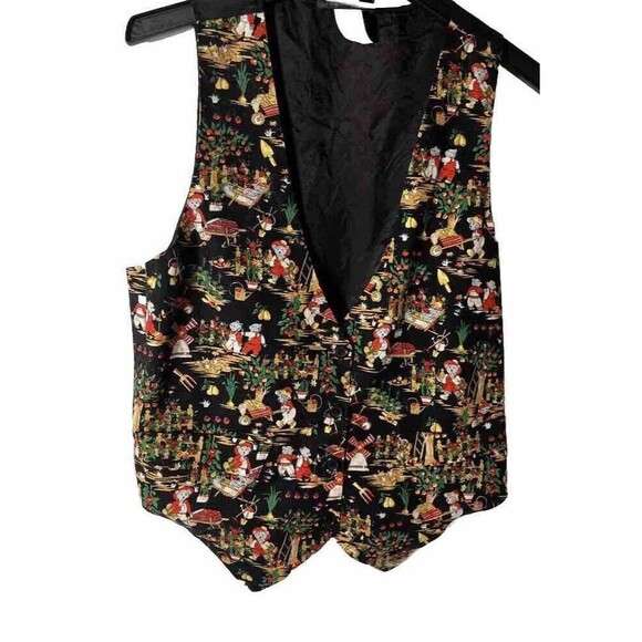 S Robyn-Lyn Woman Graphic Farm Vest With Buttons Shell:100% Cotton/acetate - Picture 1 of 6